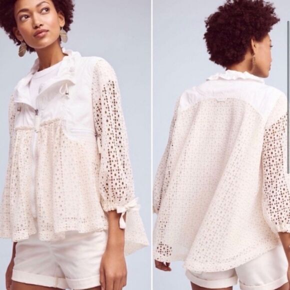 Anthropologie Hei Hei Eyelet Swing Windbreaker Jacket Medium Petite NEW - Picture 13 of 13